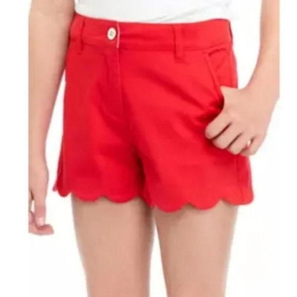 Crown & Ivy Red High Waist Scalloped Shorts - Picture 1 of 8